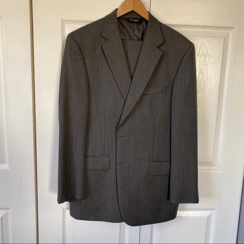 Jos. A. Bank Grey Herringbone Full Suit